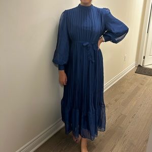 Blue ruffle modest modanisa dress for sale